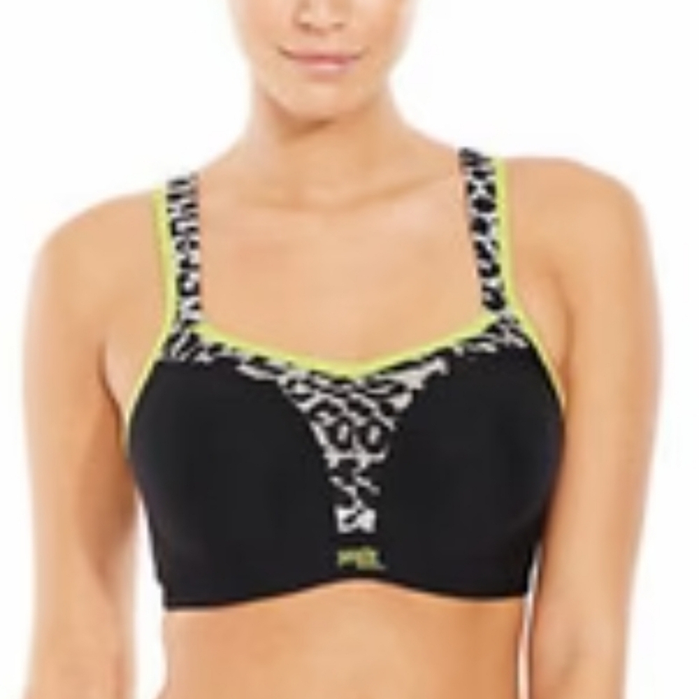 Panache Sport Power Underwire Bra 32DD High Impact Neon Leopard